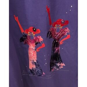 Karla Marie Purple Long Sleeve Dress Embellished Dancers Red Hats Large